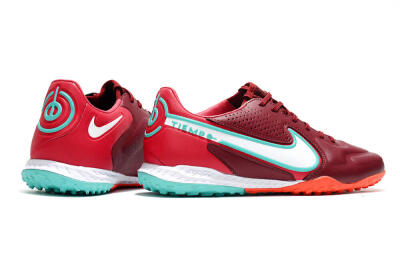 Men's Nike React Tiempo Legend 9 Pro TF Artificial Turf Low-Tops Football Shoes - Red/White/Jade