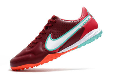 Men's Nike React Tiempo Legend 9 Pro TF Artificial Turf Low-Tops Football Shoes - Red/White/Jade