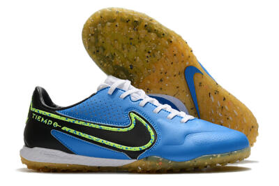 Men's Nike React Tiempo Legend 9 Pro TF Artificial Turf Low-Tops Football Shoes - Blue/Black/Yellow