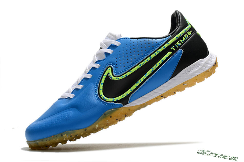 Men's Nike React Tiempo Legend 9 Pro TF Artificial Turf Low-Tops Football Shoes - Blue/Black/Yellow 5