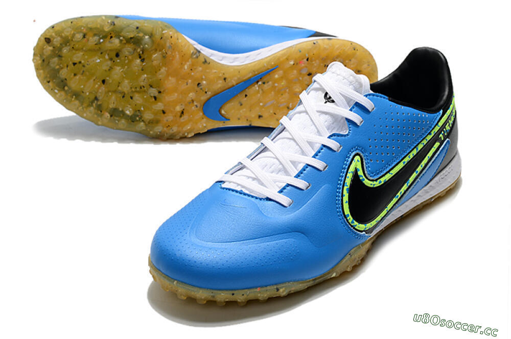 Men's Nike React Tiempo Legend 9 Pro TF Artificial Turf Low-Tops Football Shoes - Blue/Black/Yellow 3
