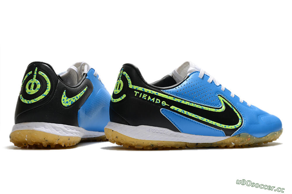 Men's Nike React Tiempo Legend 9 Pro TF Artificial Turf Low-Tops Football Shoes - Blue/Black/Yellow 6