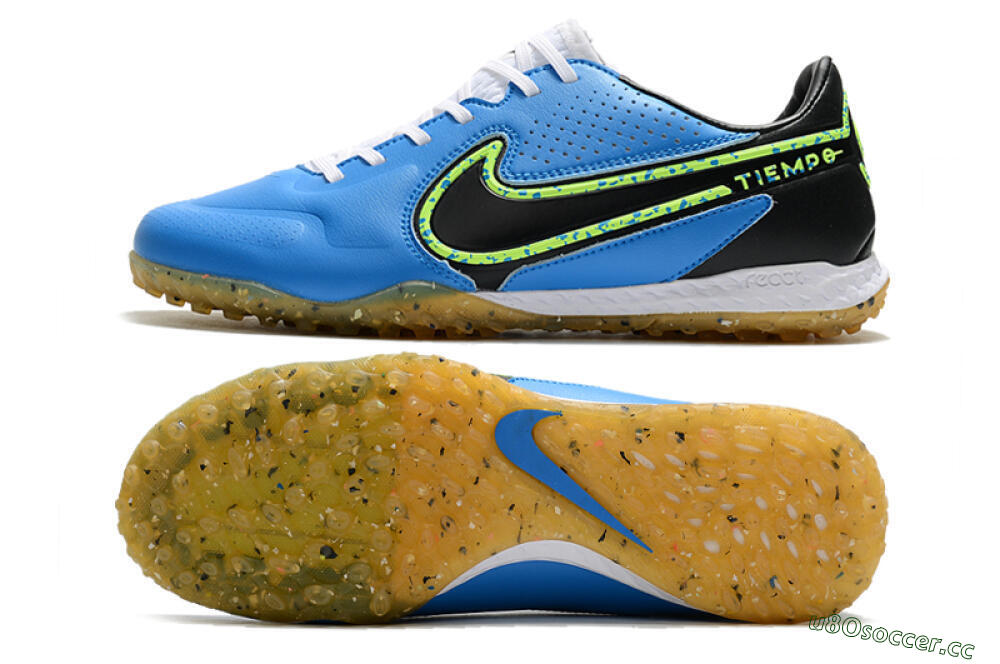 Men's Nike React Tiempo Legend 9 Pro TF Artificial Turf Low-Tops Football Shoes - Blue/Black/Yellow 1