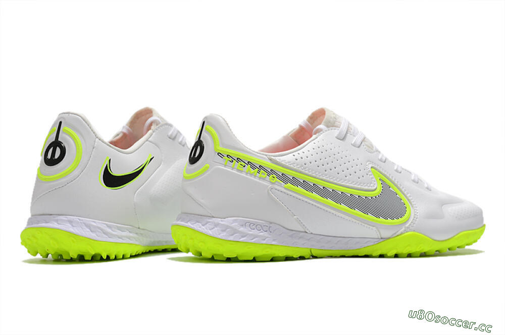 Men's Nike React Tiempo Legend 9 Pro TF Artificial Turf Low-Tops Football Shoes - White/Yellow/Black 6