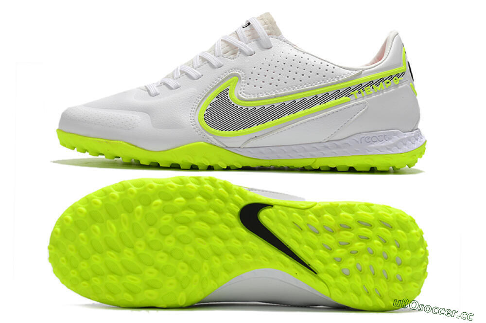 Men's Nike React Tiempo Legend 9 Pro TF Artificial Turf Low-Tops Football Shoes - White/Yellow/Black 1