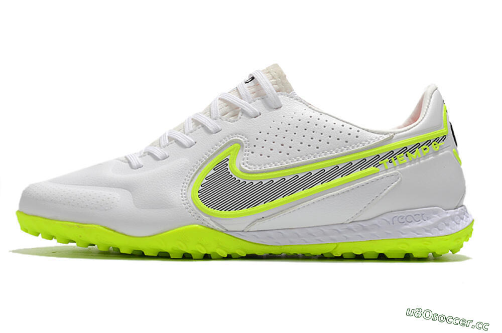 Men's Nike React Tiempo Legend 9 Pro TF Artificial Turf Low-Tops Football Shoes - White/Yellow/Black 0