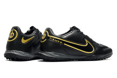 Men's Nike React Tiempo Legend 9 Pro TF Artificial Turf Low-Tops Football Shoes - Black/Gold/White