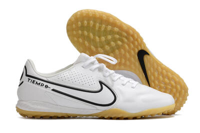 Men's Nike React Tiempo Legend 9 Pro TF Artificial Turf Low-Tops Football Shoes - White/Black/Brown