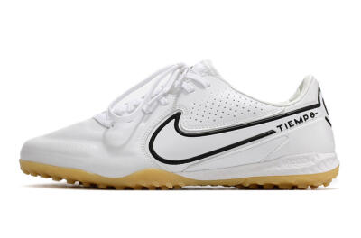 Men's Nike React Tiempo Legend 9 Pro TF Artificial Turf Low-Tops Football Shoes - White/Black/Brown