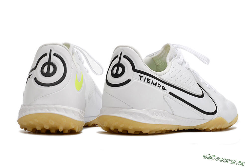Men's Nike React Tiempo Legend 9 Pro TF Artificial Turf Low-Tops Football Shoes - White/Black/Brown 6