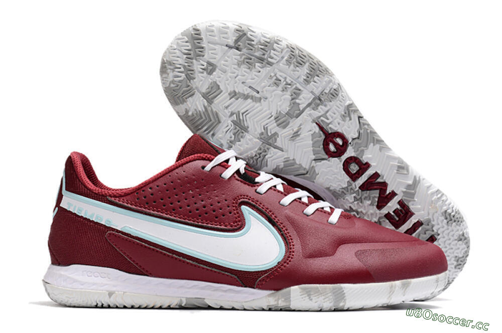 Men's Nike React Tiempo Legend 9 Pro IC Indoor & Futsal Low-Tops Football Shoes - Red/White/Jade 2