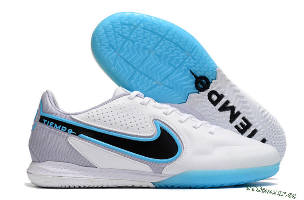 Men's Nike React Tiempo Legend 9 Pro IC Indoor & Futsal Low-Tops Football Shoes - White/Blue/Black 2