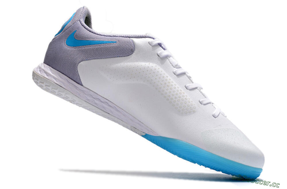 Men's Nike React Tiempo Legend 9 Pro IC Indoor & Futsal Low-Tops Football Shoes - White/Blue/Black 4