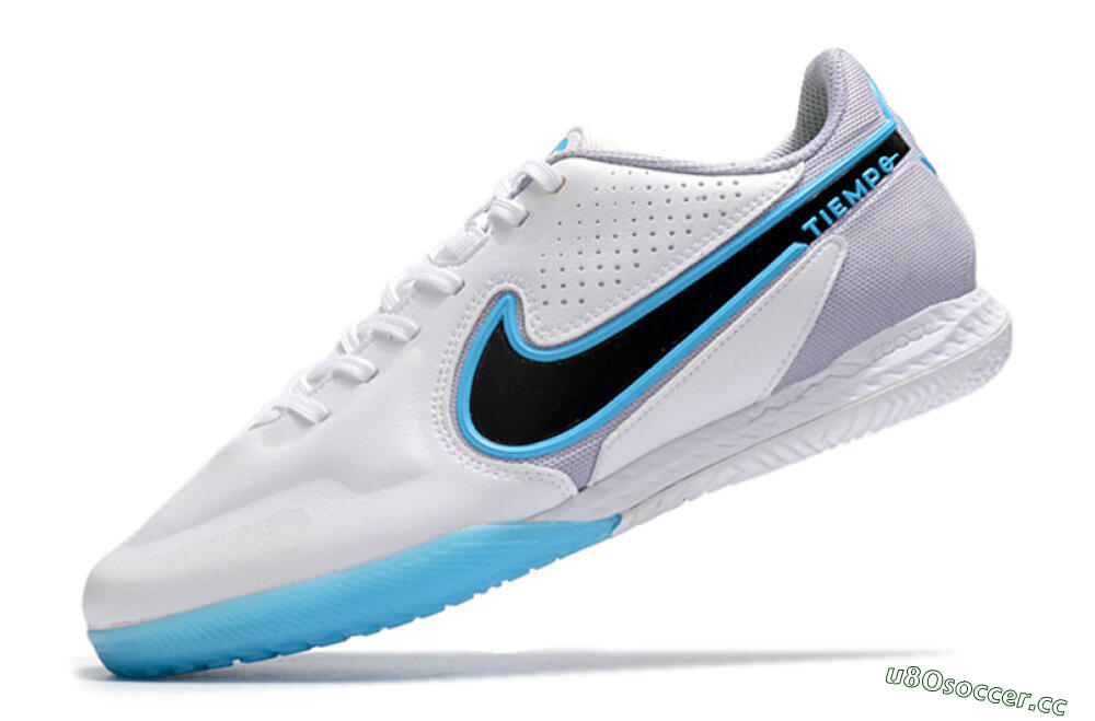 Men's Nike React Tiempo Legend 9 Pro IC Indoor & Futsal Low-Tops Football Shoes - White/Blue/Black 5