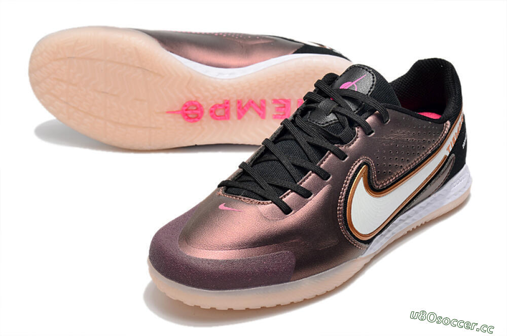 Men's Nike React Tiempo Legend 9 Pro IC Indoor & Futsal Low-Tops Football Shoes - Gold/White/Black 3