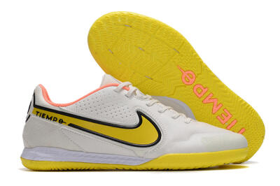 Men's Nike React Tiempo Legend 9 Pro IC Indoor & Futsal Low-Tops Football Shoes - White/Black/Yellow