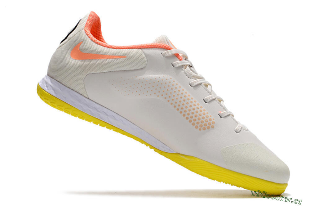 Men's Nike React Tiempo Legend 9 Pro IC Indoor & Futsal Low-Tops Football Shoes - White/Black/Yellow 4