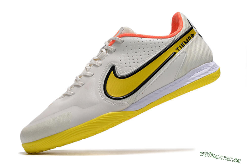 Men's Nike React Tiempo Legend 9 Pro IC Indoor & Futsal Low-Tops Football Shoes - White/Black/Yellow 5