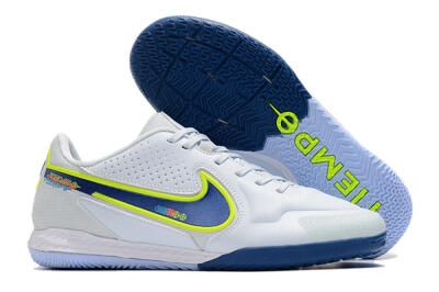Men's Nike React Tiempo Legend 9 Pro IC Indoor & Futsal Low-Tops Football Shoes - White/Blue/Yellow