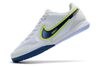 Men's Nike React Tiempo Legend 9 Pro IC Indoor & Futsal Low-Tops Football Shoes - White/Blue/Yellow