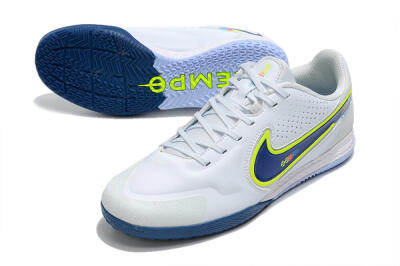 Men's Nike React Tiempo Legend 9 Pro IC Indoor & Futsal Low-Tops Football Shoes - White/Blue/Yellow