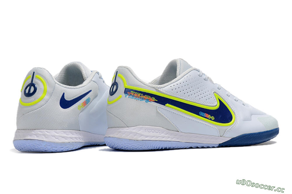 Men's Nike React Tiempo Legend 9 Pro IC Indoor & Futsal Low-Tops Football Shoes - White/Blue/Yellow 6