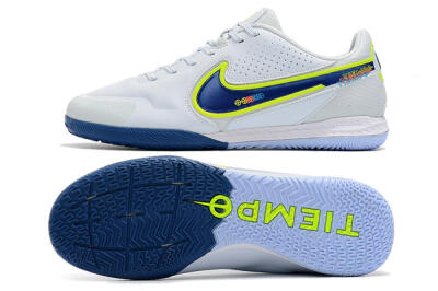 Men's Nike React Tiempo Legend 9 Pro IC Indoor & Futsal Low-Tops Football Shoes - White/Blue/Yellow