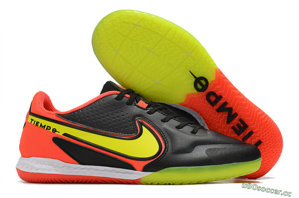 Men's Nike React Tiempo Legend 9 Pro IC Indoor & Futsal Low-Tops Football Shoes - Black/Yellow/Red 2