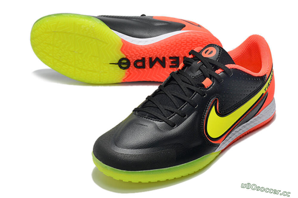 Men's Nike React Tiempo Legend 9 Pro IC Indoor & Futsal Low-Tops Football Shoes - Black/Yellow/Red 3