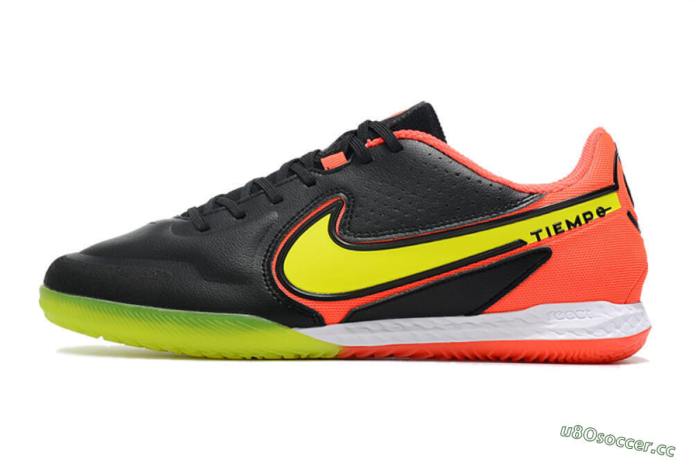 Men's Nike React Tiempo Legend 9 Pro IC Indoor & Futsal Low-Tops Football Shoes - Black/Yellow/Red 0