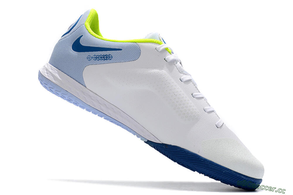 Men's Nike React Tiempo Legend 9 Pro IC Indoor & Futsal Low-Tops Football Shoes - White/Blue/Yellow 4