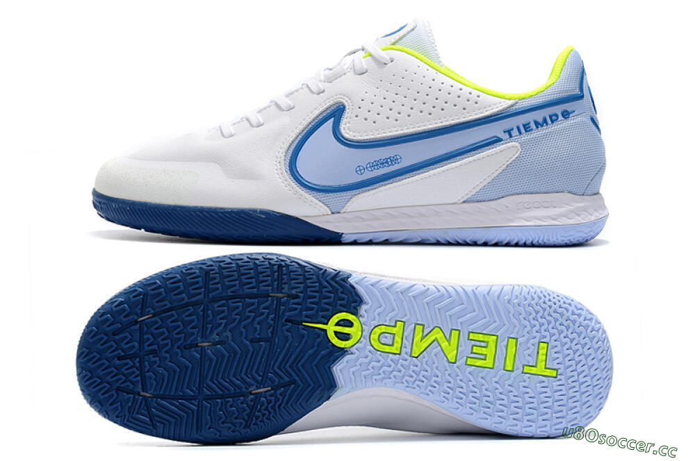Men's Nike React Tiempo Legend 9 Pro IC Indoor & Futsal Low-Tops Football Shoes - White/Blue/Yellow 1