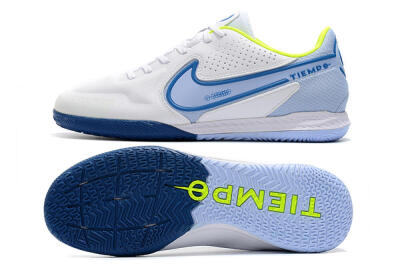 Men's Nike React Tiempo Legend 9 Pro IC Indoor & Futsal Low-Tops Football Shoes - White/Blue/Yellow