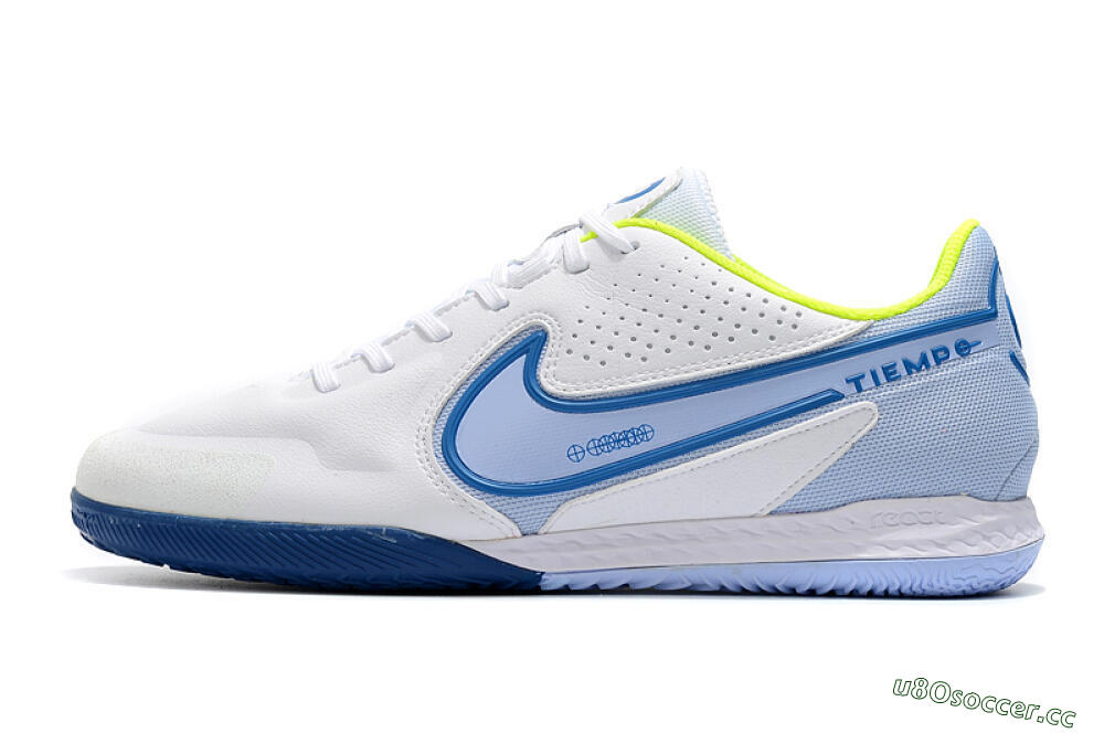 Men's Nike React Tiempo Legend 9 Pro IC Indoor & Futsal Low-Tops Football Shoes - White/Blue/Yellow 0