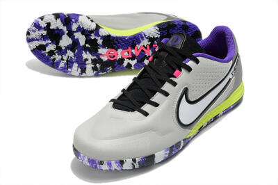 Men's Nike React Tiempo Legend 9 Pro IC Indoor & Futsal Low-Tops Football Shoes - Grey/White/Black/Yellow