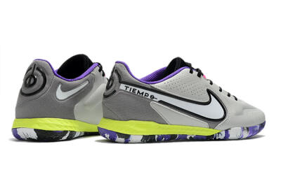 Men's Nike React Tiempo Legend 9 Pro IC Indoor & Futsal Low-Tops Football Shoes - Grey/White/Black/Yellow