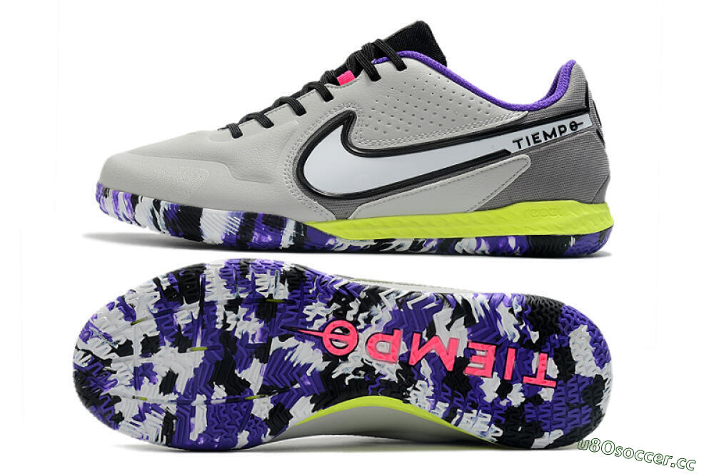 Men's Nike React Tiempo Legend 9 Pro IC Indoor & Futsal Low-Tops Football Shoes - Grey/White/Black/Yellow 1