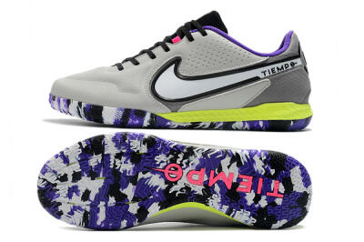 Men's Nike React Tiempo Legend 9 Pro IC Indoor & Futsal Low-Tops Football Shoes - Grey/White/Black/Yellow