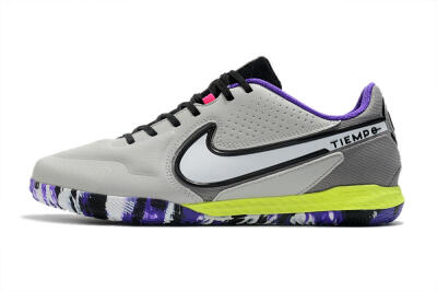 Men's Nike React Tiempo Legend 9 Pro IC Indoor & Futsal Low-Tops Football Shoes - Grey/White/Black/Yellow