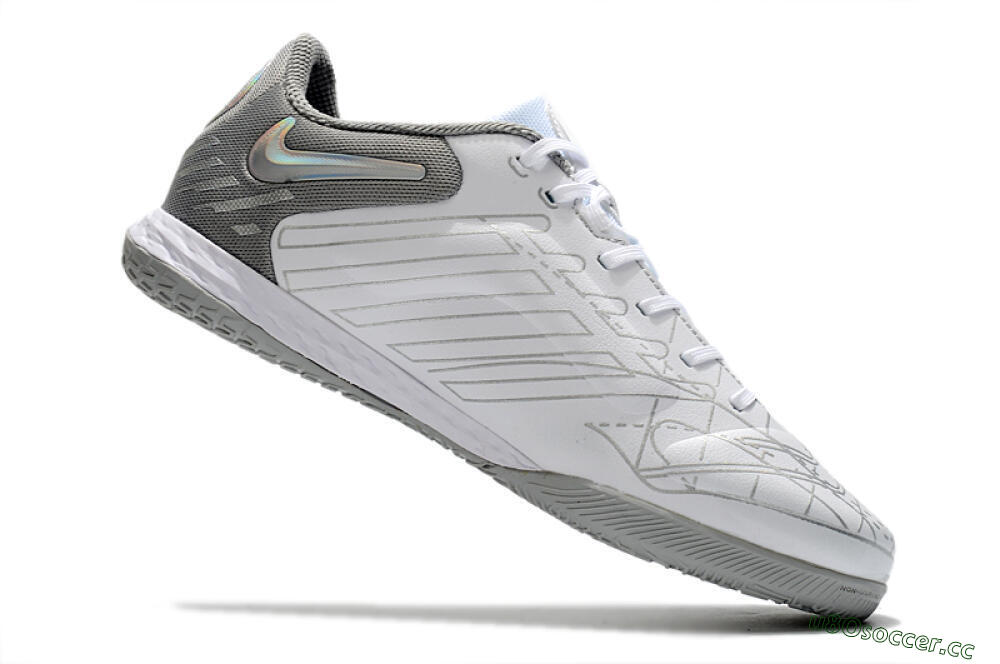 Men's Nike React Tiempo Legend 9 Pro IC Indoor & Futsal Low-Tops Football Shoes - White/Silver/Grey 4