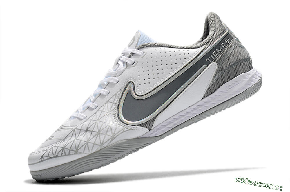 Men's Nike React Tiempo Legend 9 Pro IC Indoor & Futsal Low-Tops Football Shoes - White/Silver/Grey 5