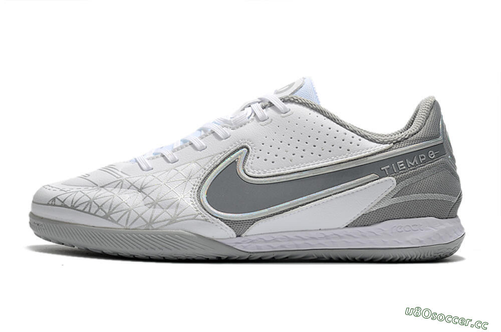 Men's Nike React Tiempo Legend 9 Pro IC Indoor & Futsal Low-Tops Football Shoes - White/Silver/Grey 0