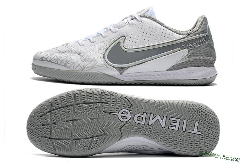Men's Nike React Tiempo Legend 9 Pro IC Indoor & Futsal Low-Tops Football Shoes - White/Silver/Grey 1