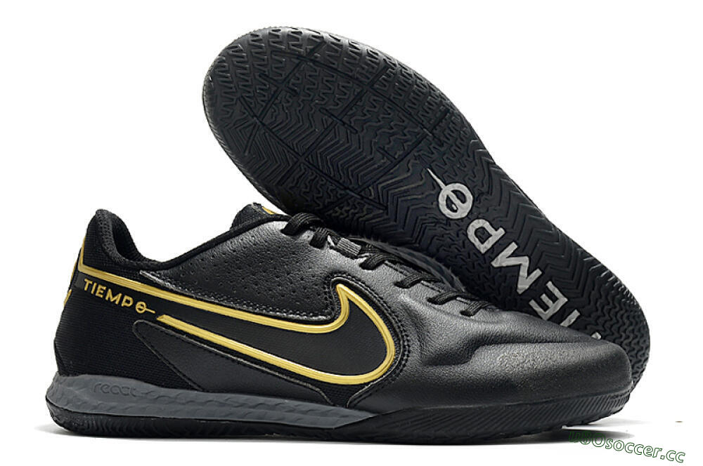 Men's Nike React Tiempo Legend 9 Pro IC Indoor & Futsal Low-Tops Football Shoes - Black/Gold/White 2