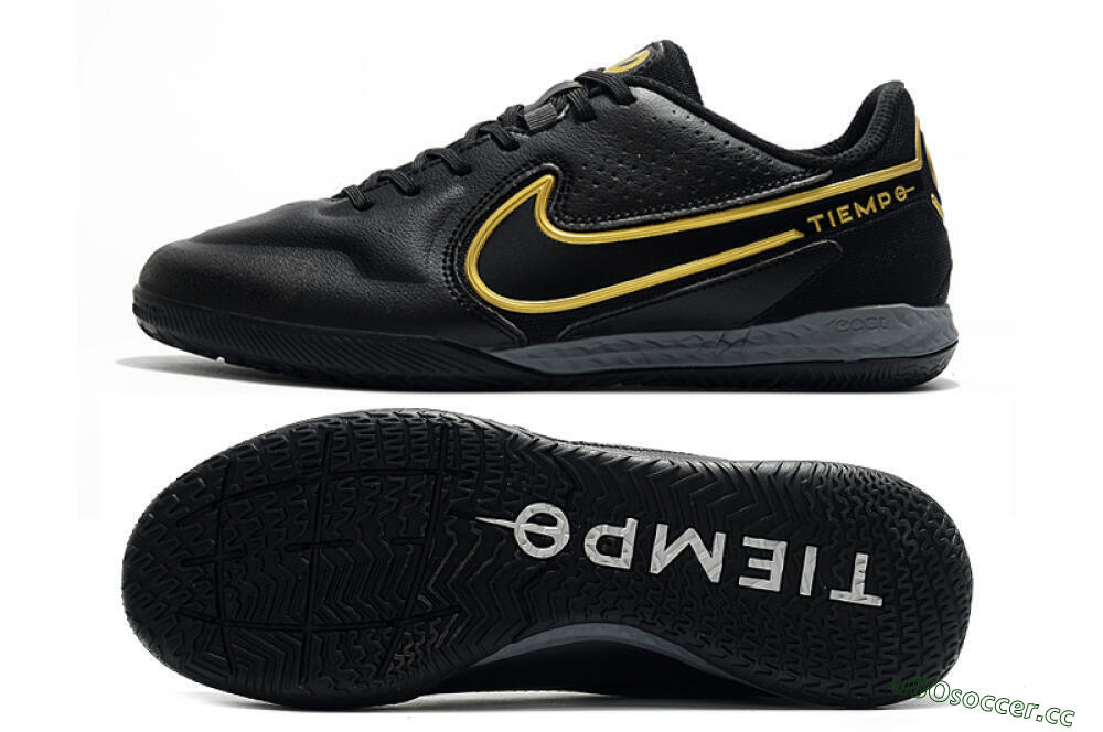 Men's Nike React Tiempo Legend 9 Pro IC Indoor & Futsal Low-Tops Football Shoes - Black/Gold/White 1