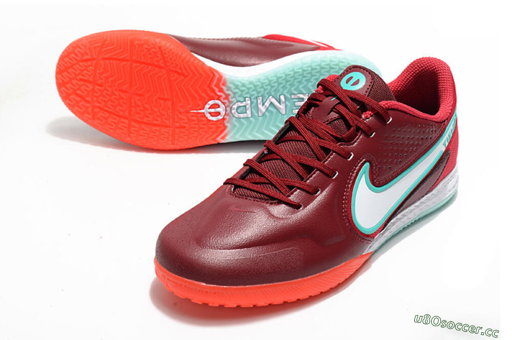 Men's Nike React Tiempo Legend 9 Pro IC Indoor & Futsal Low-Tops Football Shoes - Red/Jade/White 3