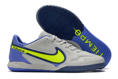 Men's Nike React Tiempo Legend 9 Pro IC Indoor & Futsal Low-Tops Football Shoes - Grey/Yellow/Blue