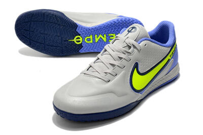 Men's Nike React Tiempo Legend 9 Pro IC Indoor & Futsal Low-Tops Football Shoes - Grey/Yellow/Blue