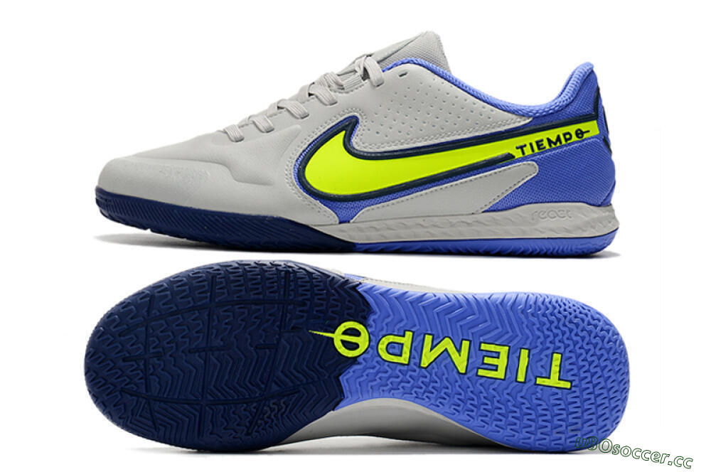 Men's Nike React Tiempo Legend 9 Pro IC Indoor & Futsal Low-Tops Football Shoes - Grey/Yellow/Blue 1