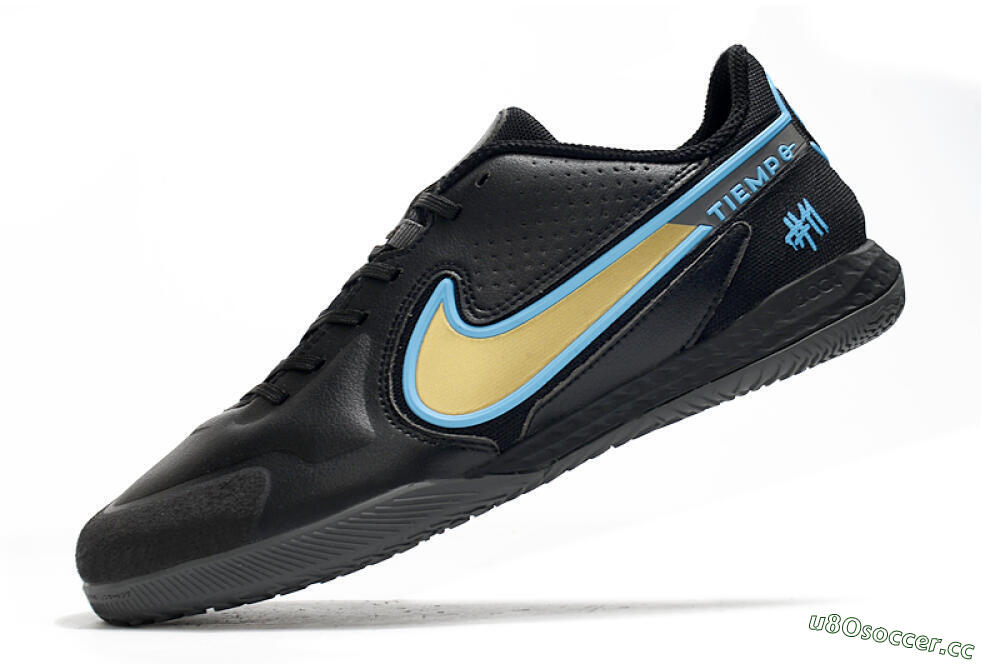 Men's Nike React Tiempo Legend 9 Pro IC Indoor & Futsal Low-Tops Football Shoes - Black/Gold/Blue 5